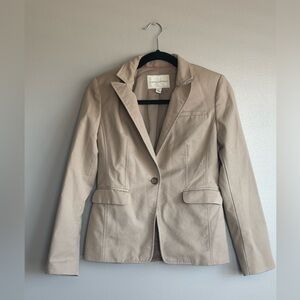 Banana Republic Work Sleek Suit Jacket Tan Sz 4 Stretch Button Cuff Double Vent